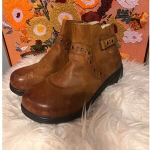 Algeria Zoey Buckle Zipper Boots EUC Comfort Size 38 Hook and Loop Leather 8-8.5
